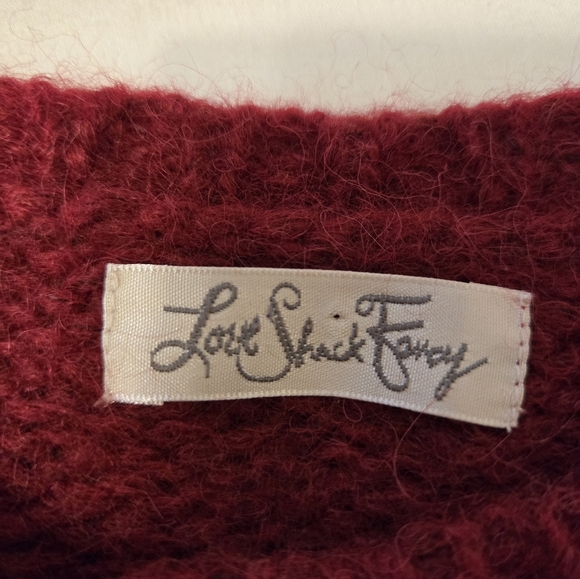 Love Shack Fancy Long Sleeve Crop Cable Knit Pullover Sweater Red Sz S Brat Y2k - Picture 5 of 5